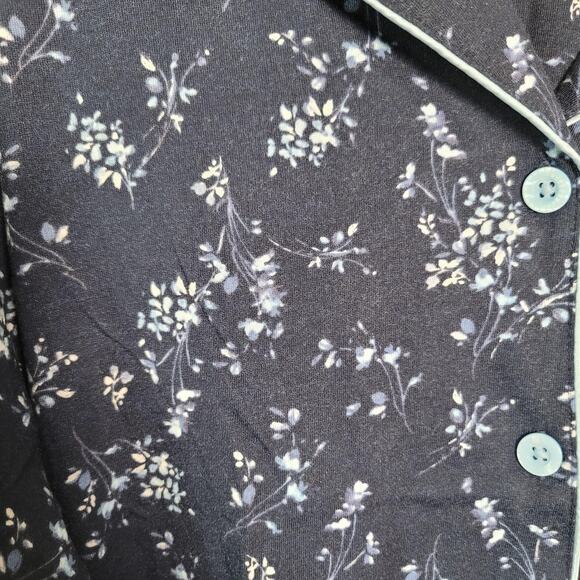 Croft & Barrow Pajama Set Womens Large Navy Blue Floral Extra Soft 2 Piece New - Picture 3 of 16